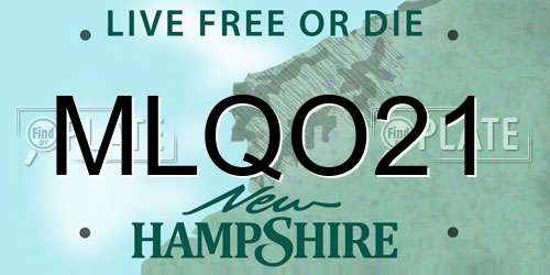MLQO21 New Hampshire License Plate