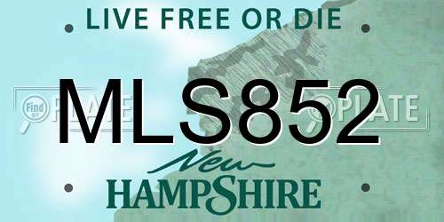 MLS852 New Hampshire License Plate