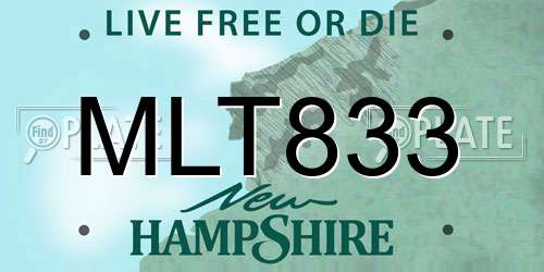 MLT833 New Hampshire License Plate