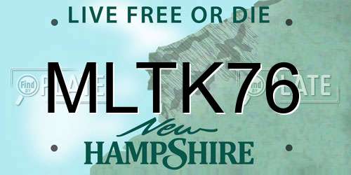 MLTK76 New Hampshire License Plate