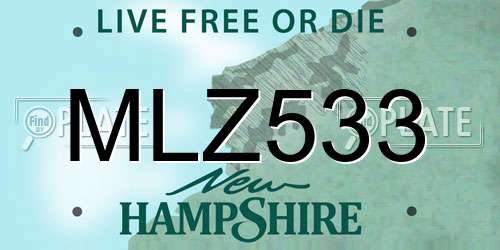 MLZ533 New Hampshire License Plate