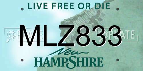 MLZ833 New Hampshire License Plate