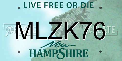 MLZK76 New Hampshire License Plate