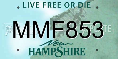 MMF853 New Hampshire License Plate