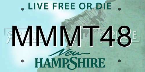 MMMT48 New Hampshire License Plate