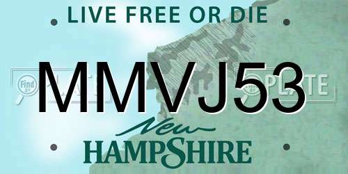 MMVJ53 New Hampshire License Plate