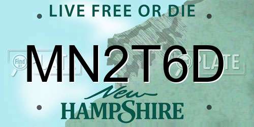 MN2T6D New Hampshire License Plate