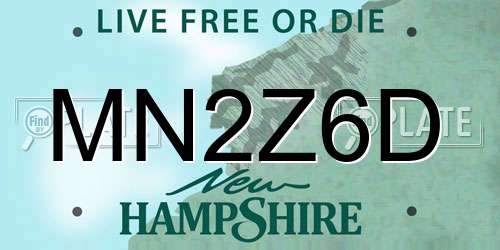 MN2Z6D New Hampshire License Plate