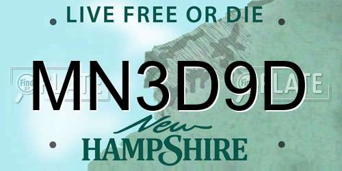 MN3D9D New Hampshire License Plate