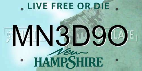 MN3D9O New Hampshire License Plate