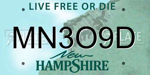 MN3O9D New Hampshire License Plate
