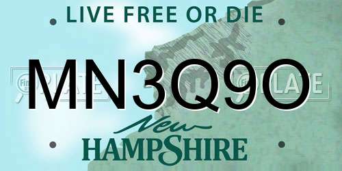 MN3Q9O New Hampshire License Plate