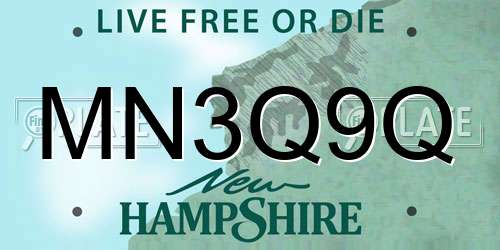 MN3Q9Q New Hampshire License Plate