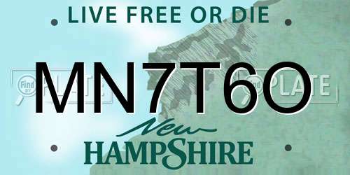 MN7T6O New Hampshire License Plate