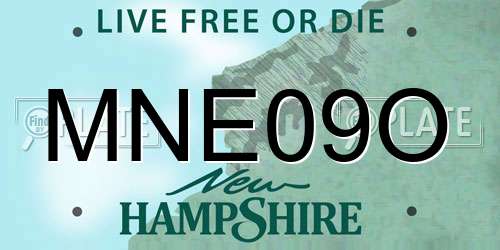 MNE09O New Hampshire License Plate
