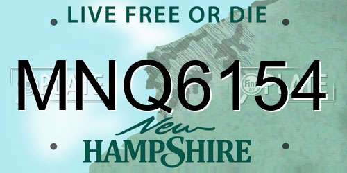 MNQ6154 New Hampshire License Plate