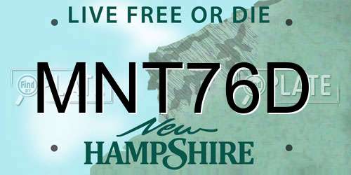 MNT76D New Hampshire License Plate