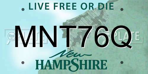 MNT76Q New Hampshire License Plate
