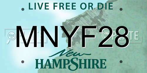MNYF28 New Hampshire License Plate