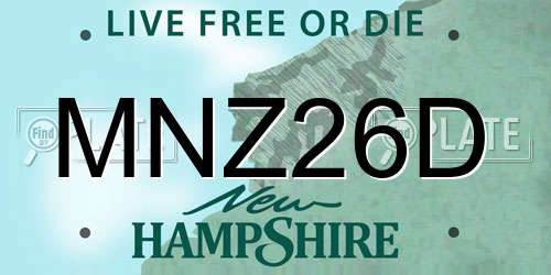 MNZ26D New Hampshire License Plate