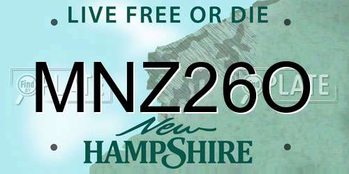 MNZ26O New Hampshire License Plate