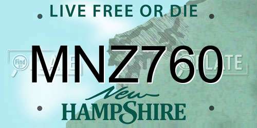 MNZ760 New Hampshire License Plate