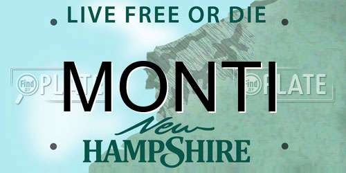 MONTI New Hampshire License Plate