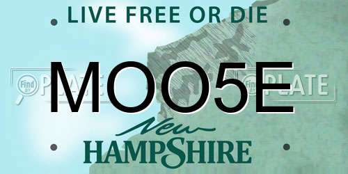 MOO5E New Hampshire License Plate