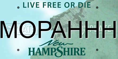 MOPAHHH New Hampshire License Plate