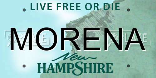 MORENA New Hampshire License Plate