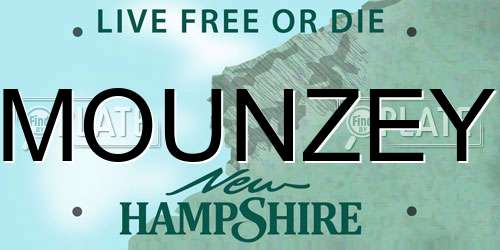 MOUNZEY New Hampshire License Plate