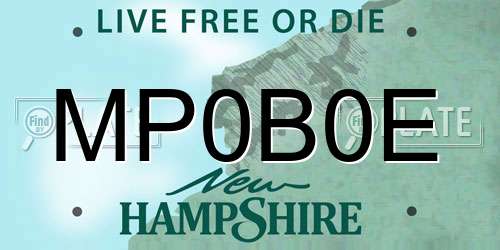 MP0B0E New Hampshire License Plate