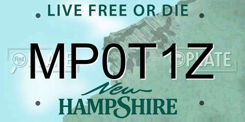 MP0T1Z New Hampshire License Plate