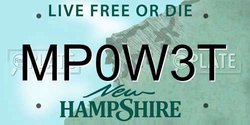 MP0W3T New Hampshire License Plate