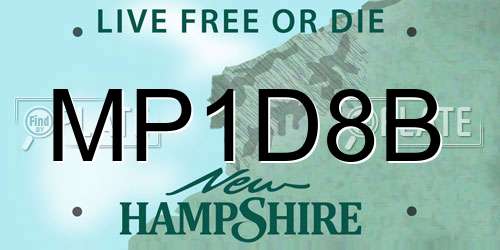 MP1D8B New Hampshire License Plate