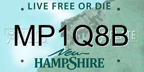 MP1Q8B New Hampshire License Plate