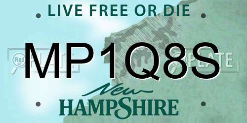 MP1Q8S New Hampshire License Plate
