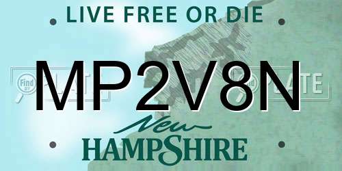 MP2V8N New Hampshire License Plate