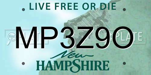 MP3Z9O New Hampshire License Plate