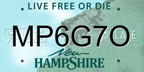 MP6G7O New Hampshire License Plate