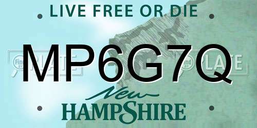 MP6G7Q New Hampshire License Plate