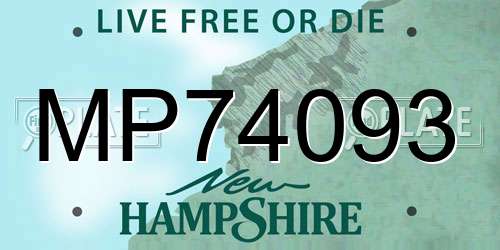 MP74093 New Hampshire License Plate