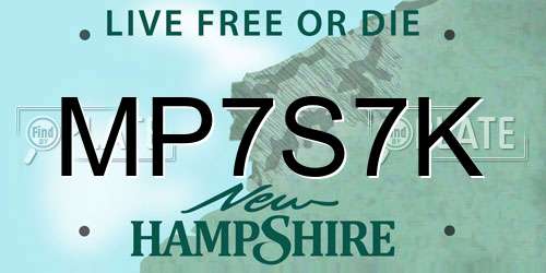 MP7S7K New Hampshire License Plate