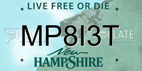 MP8I3T New Hampshire License Plate