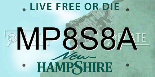 MP8S8A New Hampshire License Plate