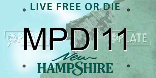 MPDI11 New Hampshire License Plate
