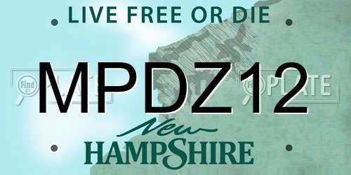 MPDZ12 New Hampshire License Plate