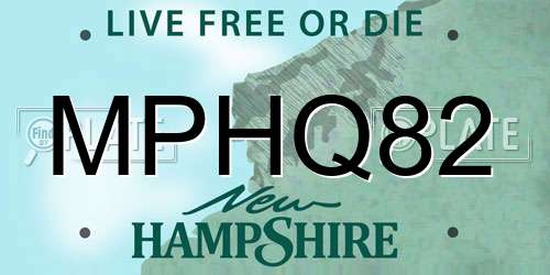 MPHQ82 New Hampshire License Plate