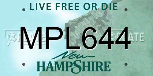 MPL644 New Hampshire License Plate