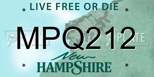 MPQ212 New Hampshire License Plate